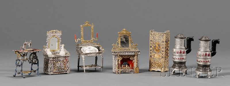 Appraisal: Group of German Soft Metal Victorian Dollhouse Furniture mid- th