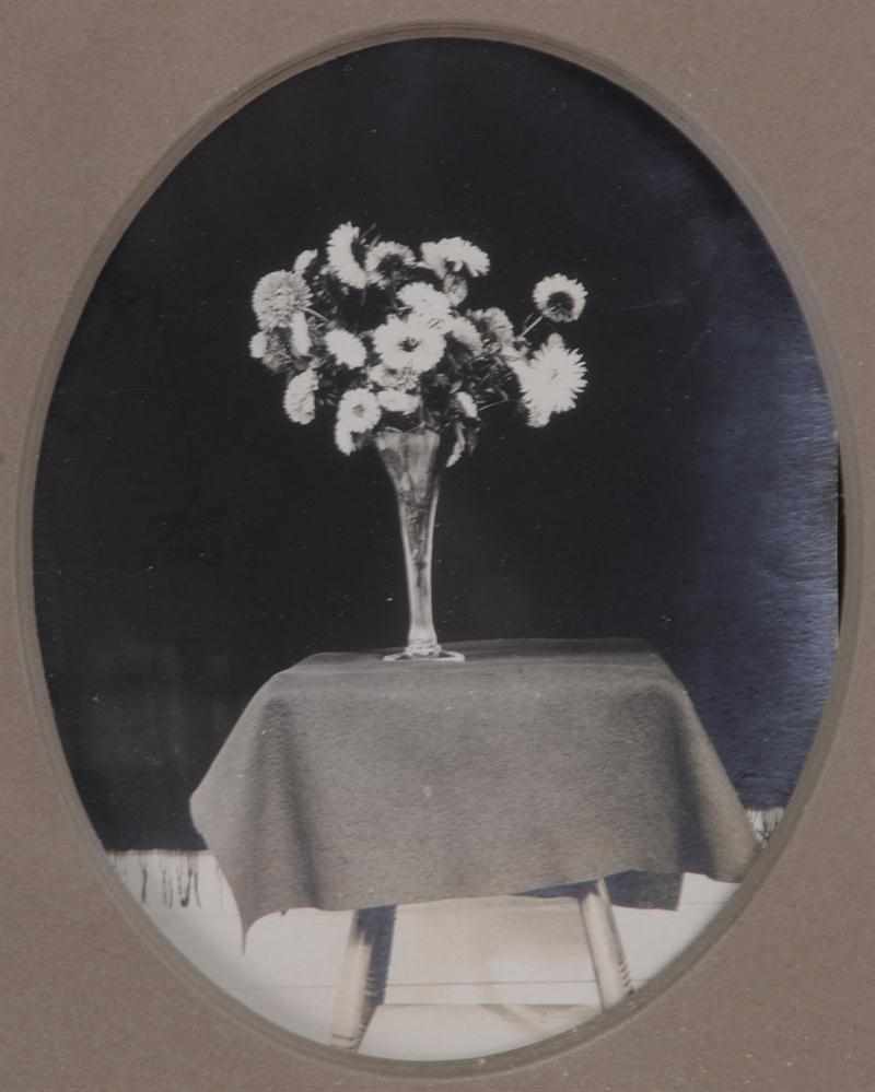 Appraisal: UNKNOWN C STILL LIFE WITH VASE AND FLOWERS Silver print