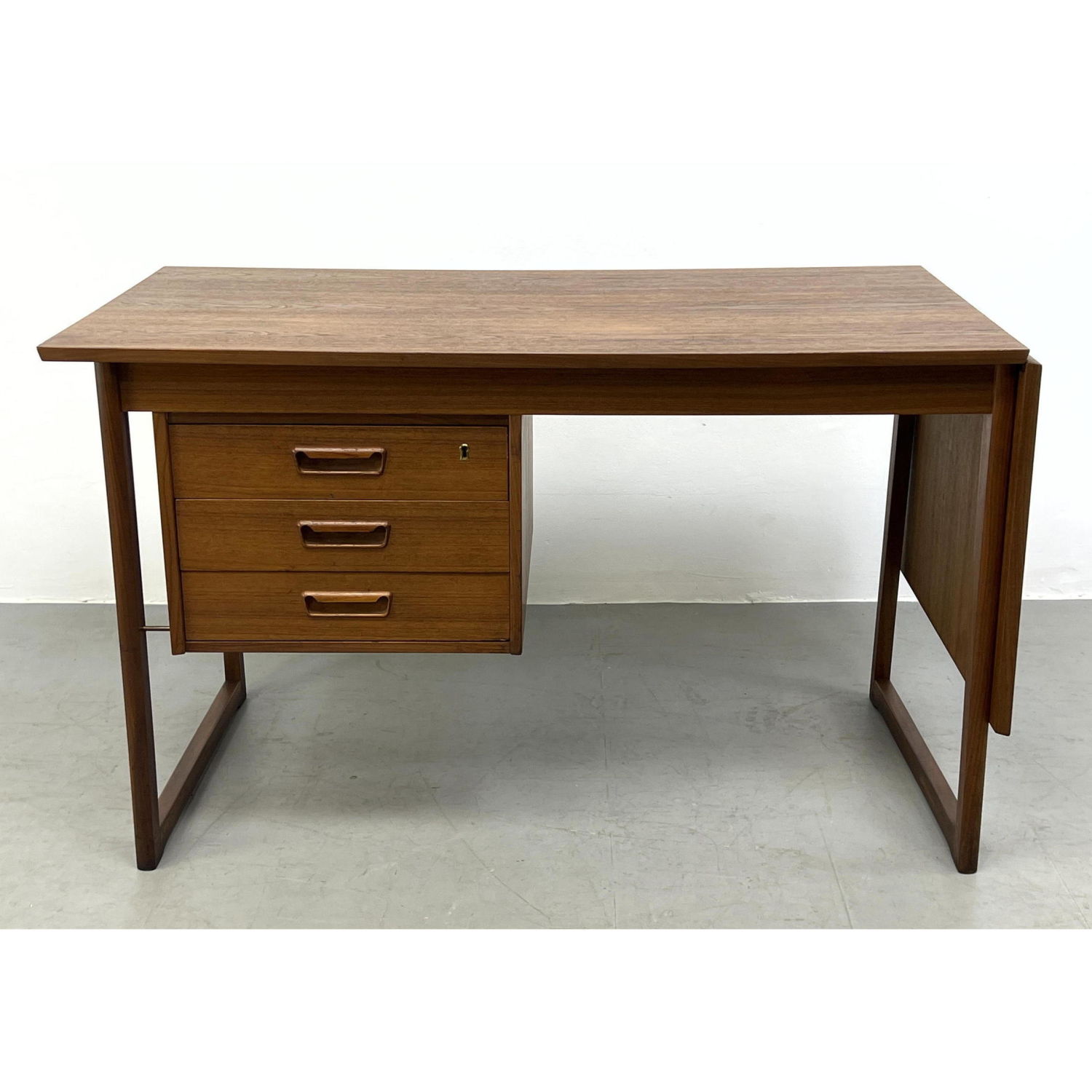 Appraisal: VI-MA Mobler Danish Teak Desk Drop Side Includes - inch