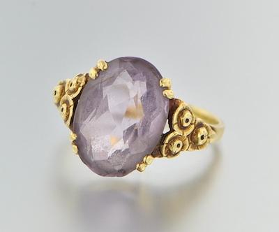 Appraisal: A Vintage Amethyst Ring k yellow gold ring with decorative