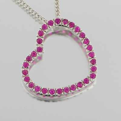 Appraisal: A Ladies' Pink Sapphire Heart Necklace k white gold open