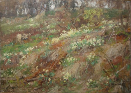 Appraisal: THOMAS BROMLEY BLACKLOCK SCOTTISH - PRIMROSES ON A BANK Signed