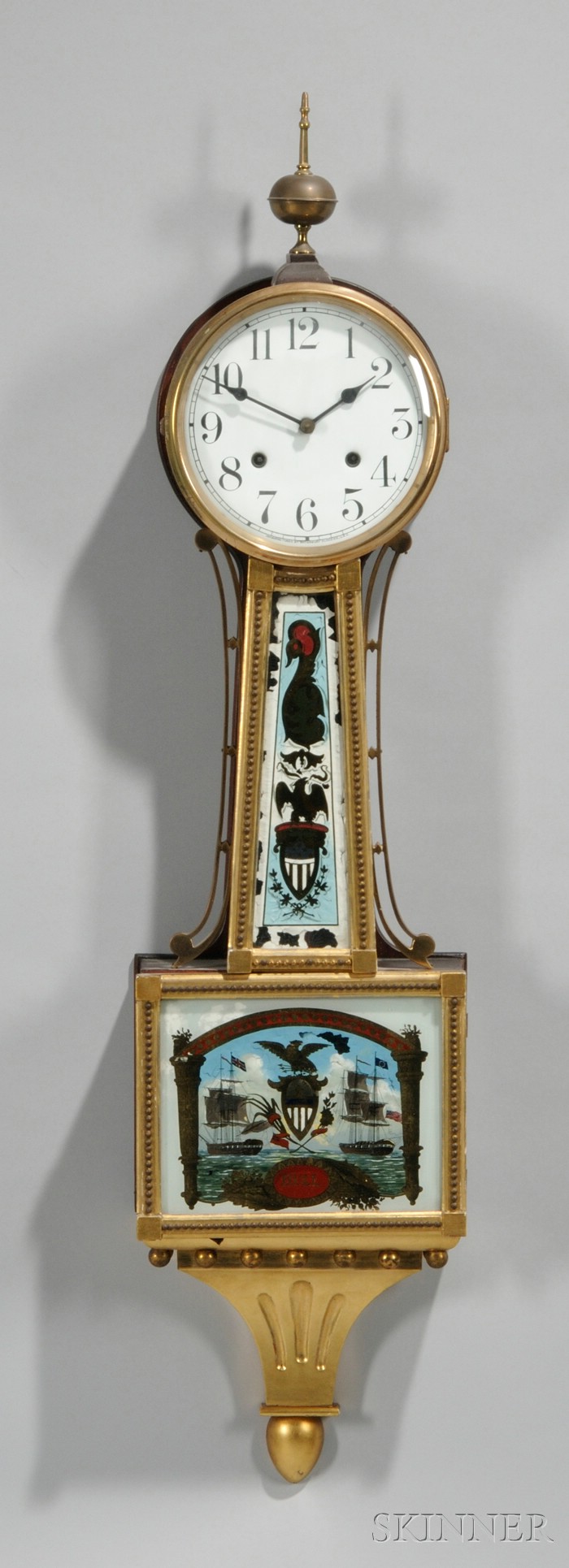 Appraisal: Mahogany Banjo Clock by The Waterbury Clock Company Waterbury Connecticut