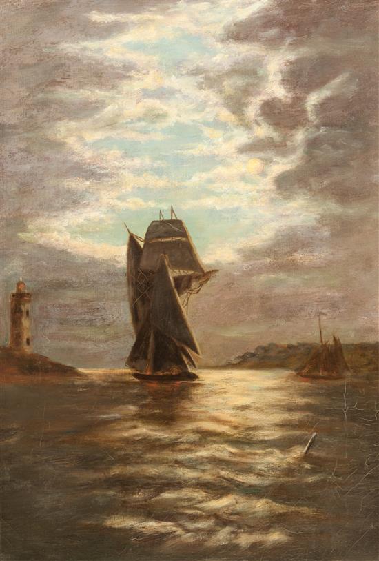 Appraisal: Sale Lot Artist Unknown th century Ships at Night oil