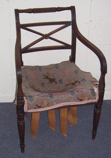 Appraisal: A late th Century mahogany carver chair with reeded arms