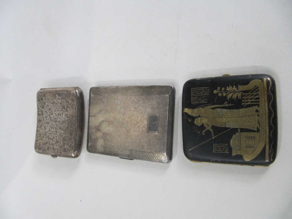 Appraisal: Lot comprising silver cigarette case a plated case and an