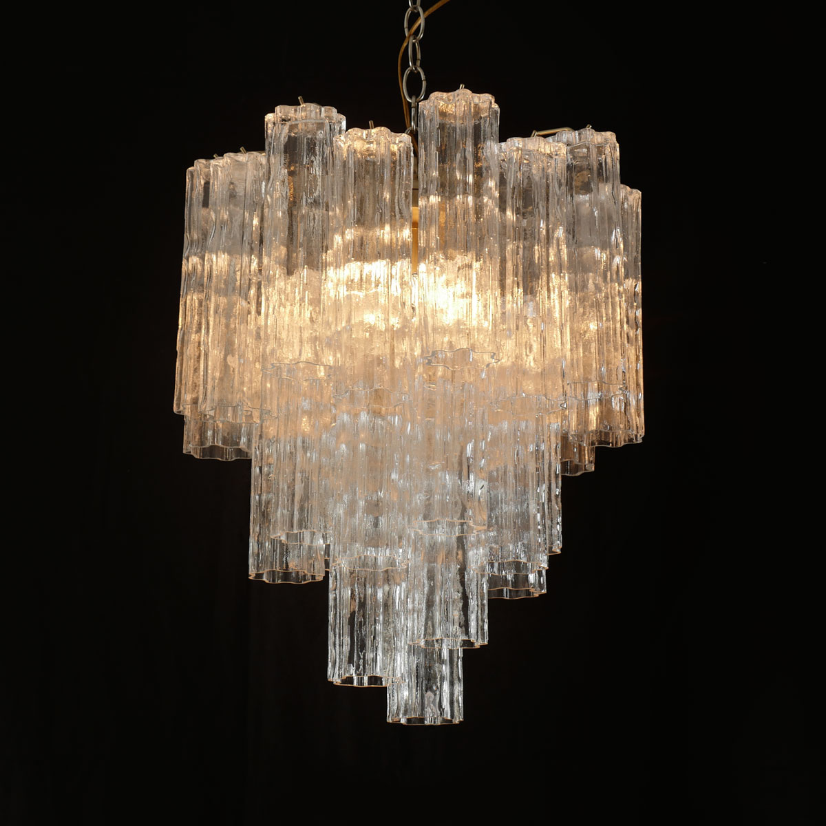 Appraisal: ITALIAN MID-CENTURY MURANO TRONCHI CHANDELIER BY VENINI light Mid-Century Moderne