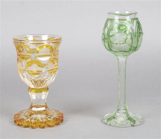 Appraisal: A Group of Two Bohemian Glass Chalices Height of tallest