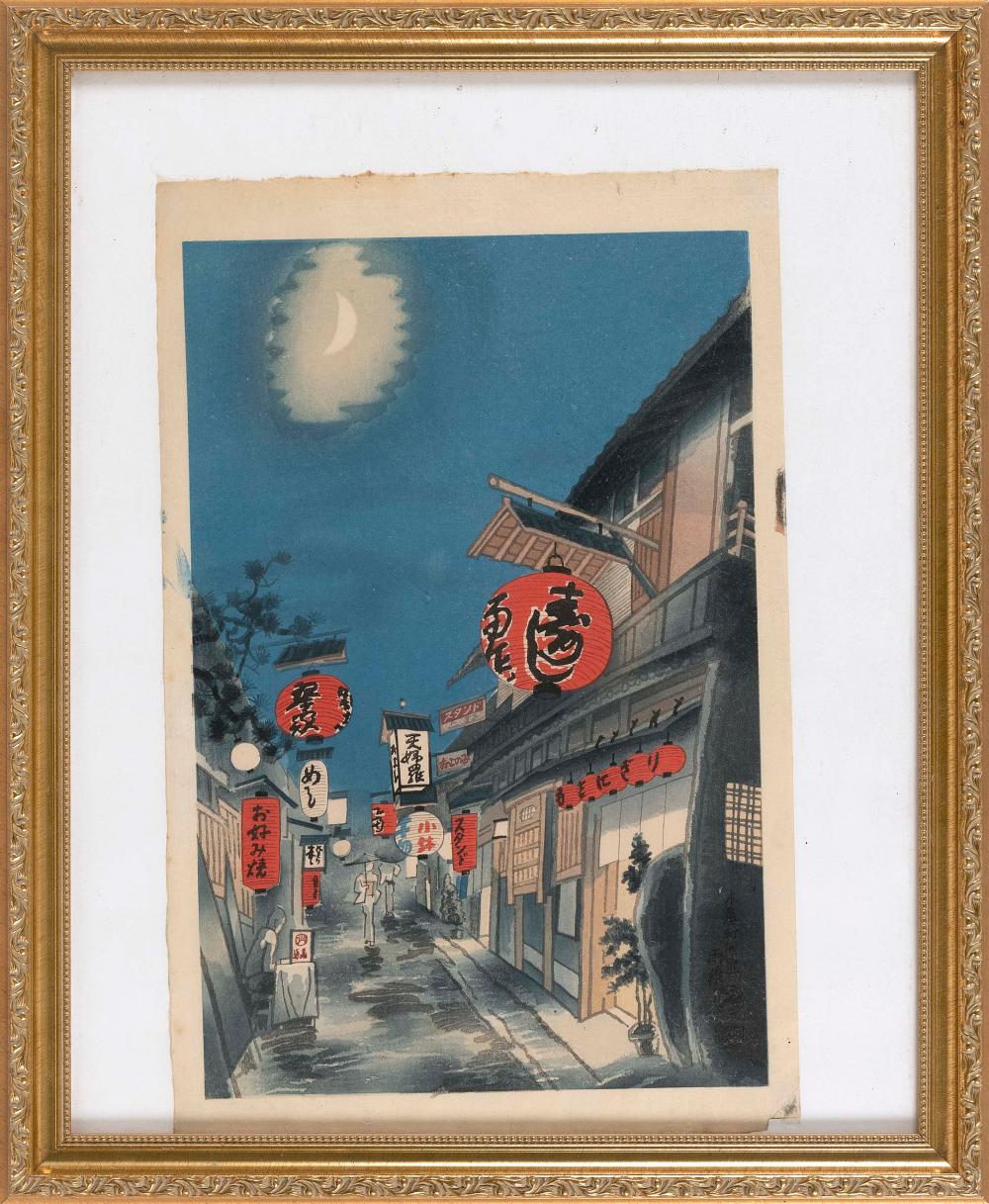 Appraisal: EIICHI KOTOZUKA JAPAN - NIGHT SCENE KIYAMACHI STREET WOODBLOCK PRINT