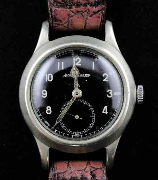 Appraisal: A 's steel and nickel cased Jaeger Le Coultre military