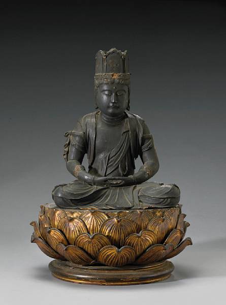 Appraisal: A large wood figure of Dainichi Nyorai Edo Period In