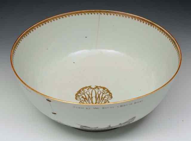 Appraisal: A CHINESE EXPORT PORCELAIN PUNCH BOWL painted en grisaille with