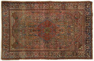 Appraisal: Motasham Kashan rug very finely woven central medallion with scattered