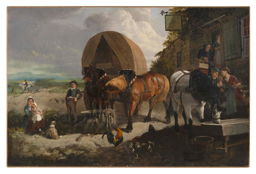 Appraisal: HENRY CHARLES WOOLLETT United Kingdom - A caravan outside an