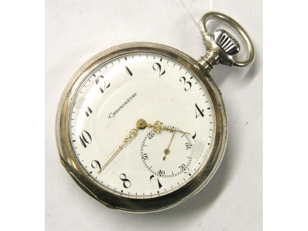 Appraisal: White metal cased chronometer pocket watch the gilt jewelled Detent