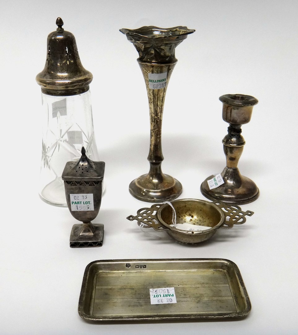 Appraisal: Silver and silver mounted wares comprising a rectangular trinket dish