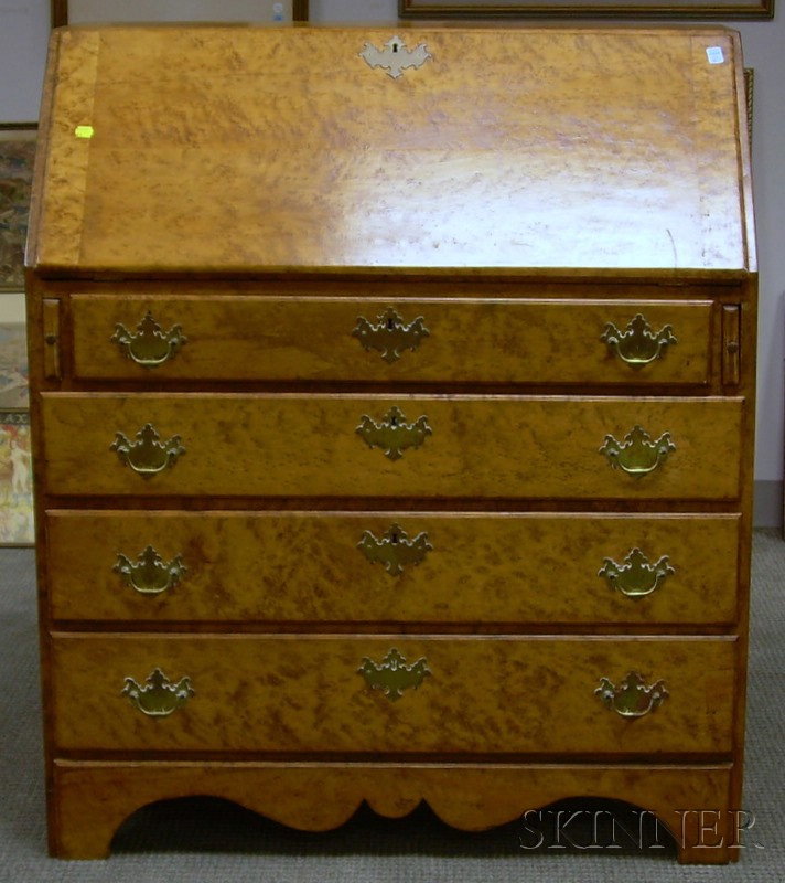 Appraisal: Marshall Brinton Chippendale-style Bird's-eye Maple Slant-lid Desk wd in