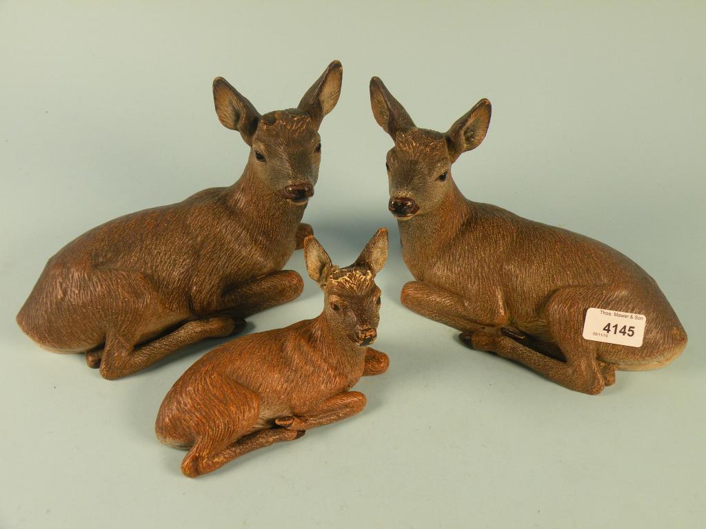 Appraisal: A set of three late thC Austrian Terracotta deer a