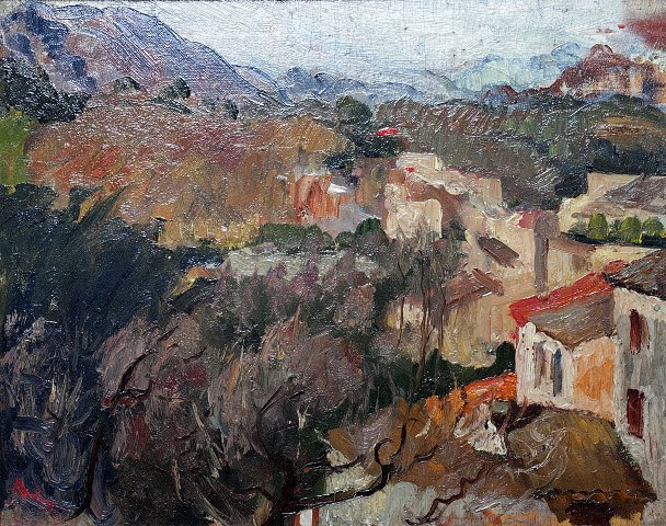 Appraisal: Circle of Augustus John British - Hillside Village South of