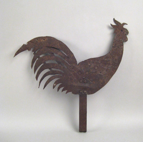 Appraisal: Sheet iron rooster weathervane th c h w