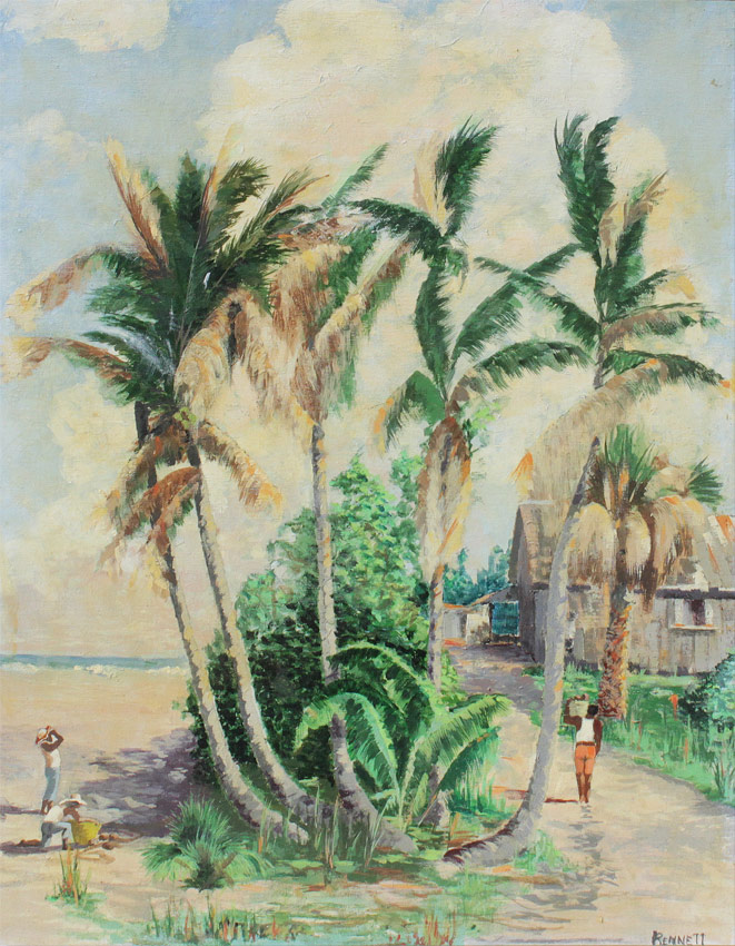 Appraisal: TROPICAL LANDSCAPE PAINTING SIGNED BENNETT ''Sanibel Island'' Oil Canvas ''