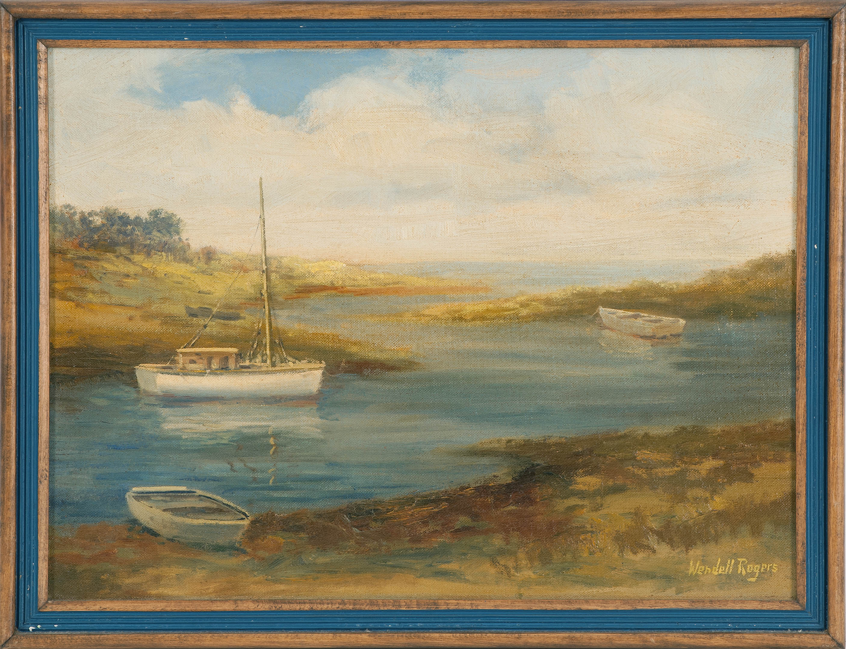 Appraisal: WENDELL M ROGERSAmerican - Sailboat and two dories in a