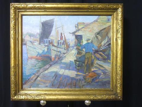 Appraisal: BERTHA SOPHIA MENZLER DRESSLER PEYTON AMERICAN - GLOUCESTER HARBOR SCENE