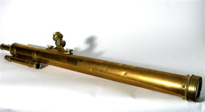 Appraisal: Brass telescope th century On brass pedestal with folding tripod