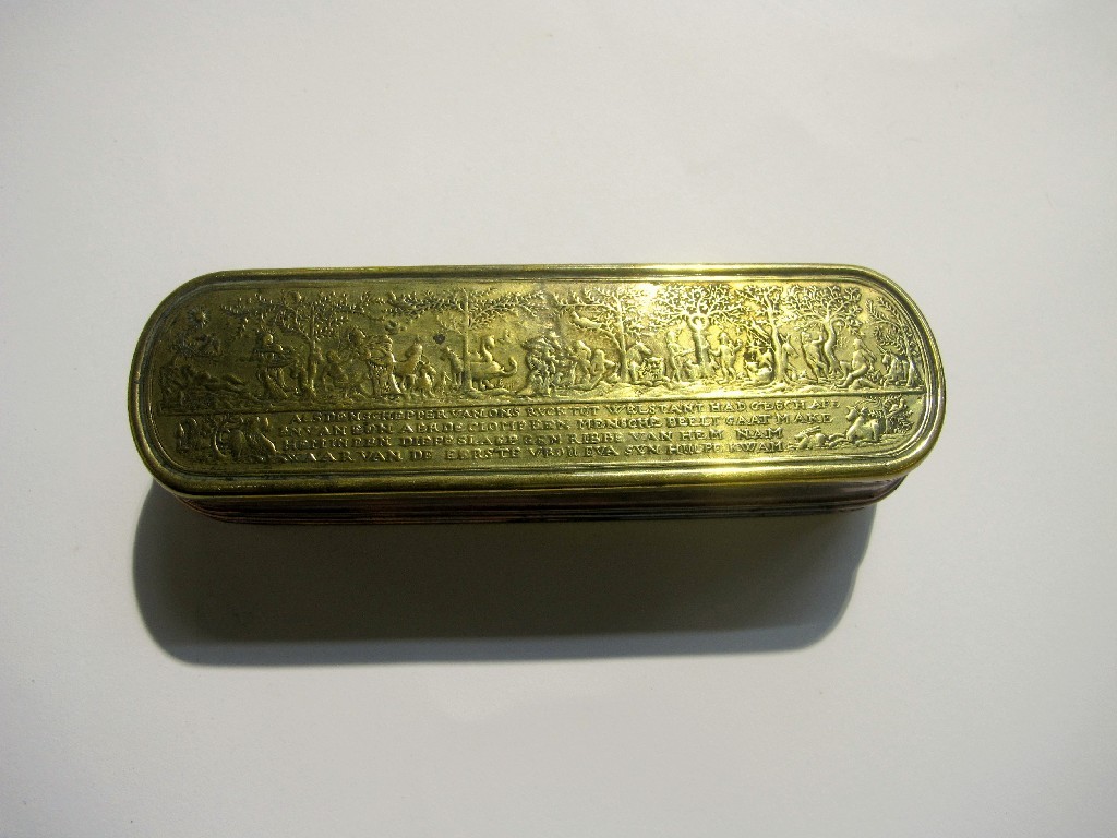 Appraisal: A Dutch brass tobacco box