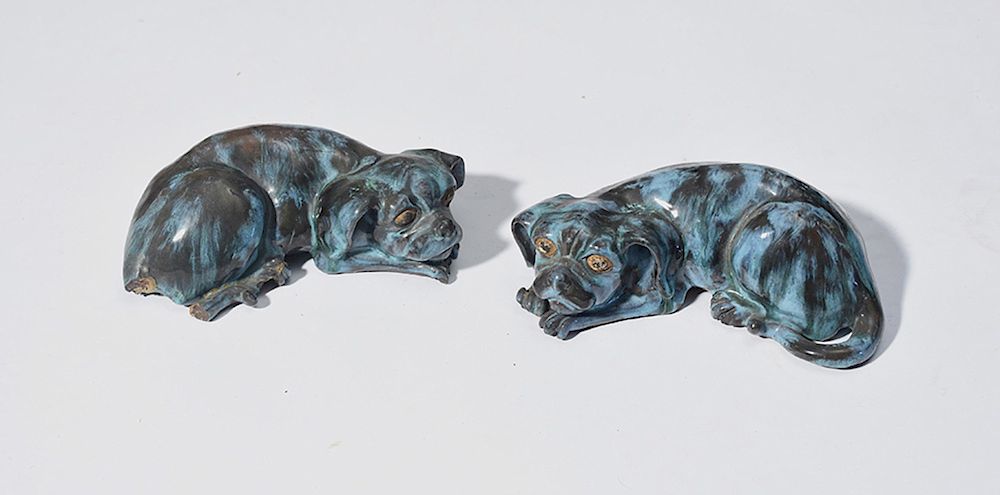 Appraisal: Pair of Chinese glazed watch dogs Pair of Chinese glazed