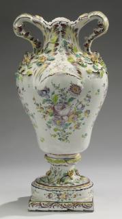 Appraisal: French faience Rococo style vase h French faience Rococo Revival