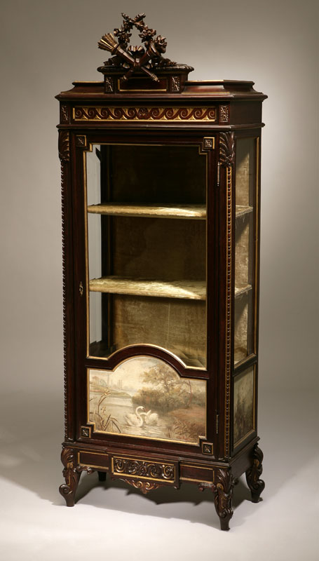 Appraisal: A Louis XVI style parcel-gilt mahogany vitrine cabinet Early th