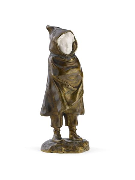 Appraisal: ANTOINE BOFILL - HOODED FIGURE EARLY TH CENTURY Bronze and