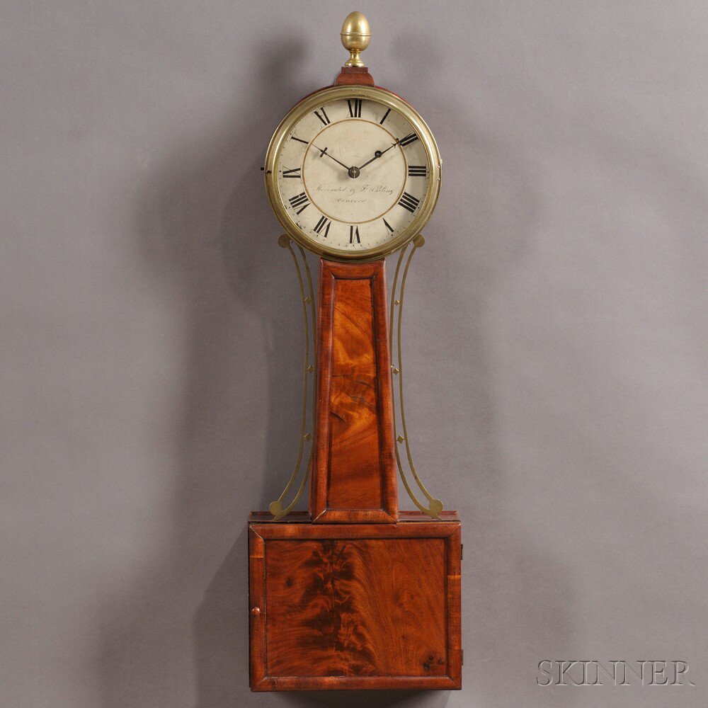 Appraisal: Samuel Whiting Patent Timepiece or Banjo Clock Concord Massachusetts c