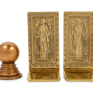 Appraisal: A Pair of Brass Library of Congress Bookends Virginia Metalcrafters