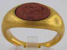 Appraisal: A yellow metal tests high carat gold intaglio ring probably