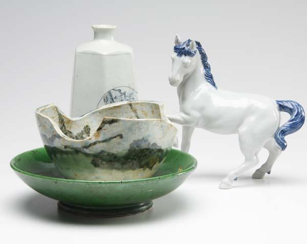 Appraisal: JAPANESE AND KOREAN CERAMICS Kutani horse with underglaze blue detail