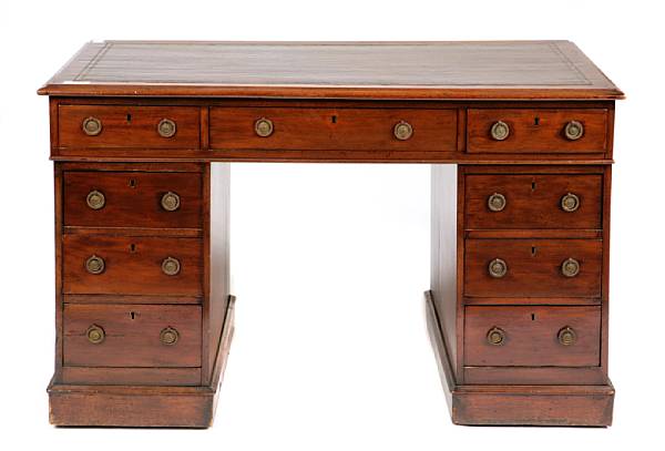 Appraisal: An early Victorian mahogany pedestal desk height in width in