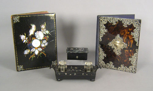 Appraisal: Silver and tortoise shell notebook together with a lacquer notebook