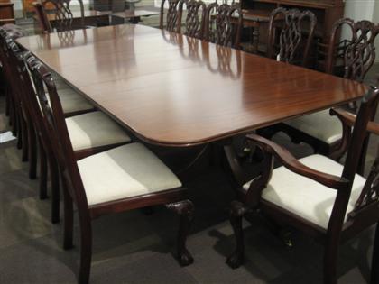 Appraisal: George III style mahogany two pedestal dining table The D-shape