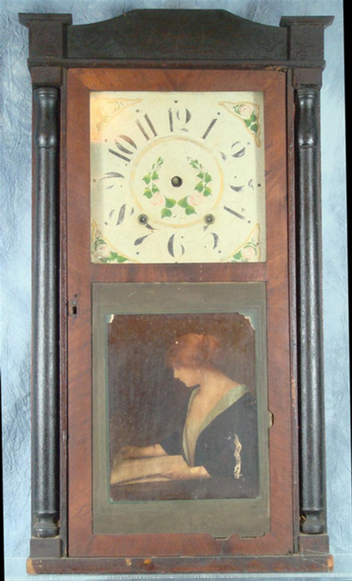 Appraisal: Elisha Hotchkiss stenciled column clock no weights no pendulum no