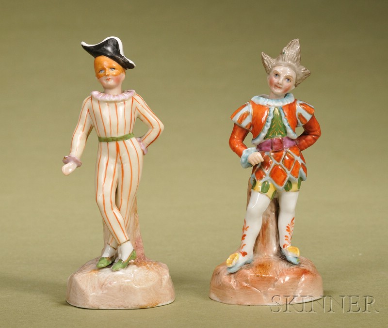 Appraisal: Two Porcelain Nodding Clowns Germany late th century glazed porcelain