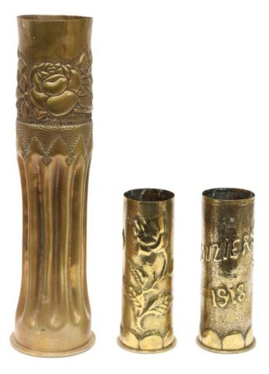 Appraisal: lot of French WWI-era trench art vases fashioned from artillery