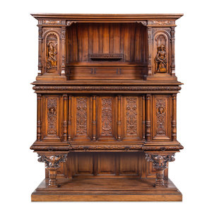 Appraisal: A French Renaissance Revival Carved Walnut Cabinet th Century Height