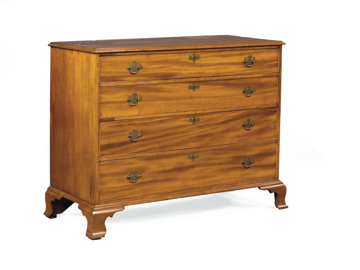 Appraisal: NEW YORK CHIPPENDALE MAHOGANY FOUR DRAWER CHEST The rectangular top