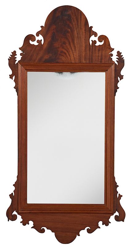 Appraisal: Labelled Philadelphia Chippendale Mahogany Mirror Pennsylvania circa figured mahogany arched