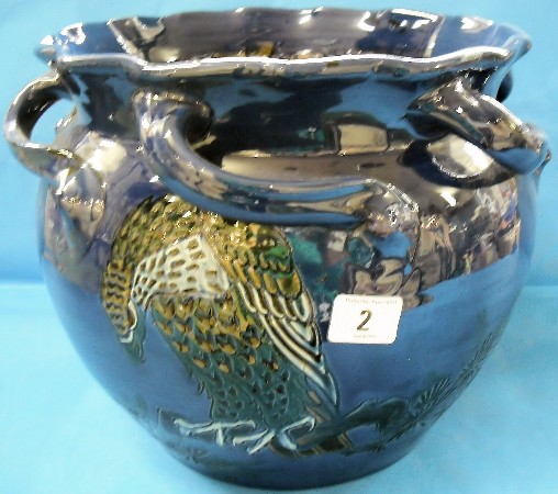 Appraisal: Royal Barum Ware Jardinere Decorated With Eagle on Branch in