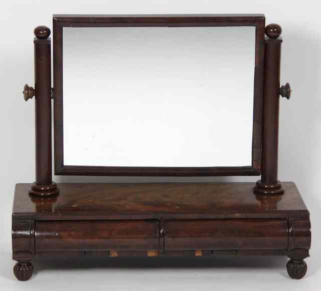 Appraisal: A William IV mahogany two-drawer dressing table mirror with rectangular