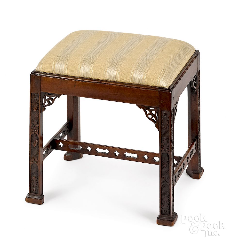 Appraisal: George III Chippendale mahogany stool Exclusive on Bidsquare George III