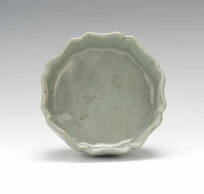 Appraisal: A Small Chinese Porcelain Celadon Crackle Bowl Lotus form bowl